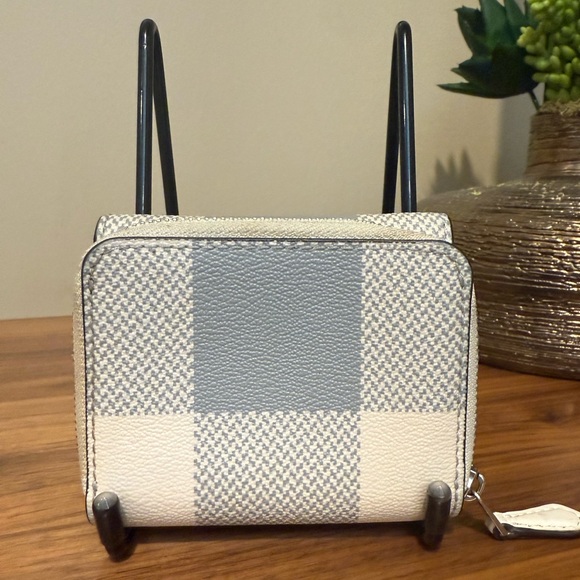 Coach Blue and Cream Checkered Wallet - Picture 2 of 12